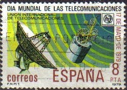 z vendido ESPAÑA 1979 2523 Sello Dia Mundial de la Telecomunicaciones Satelite y Estacion Terrestre usado Espana Spain Espagne Spagna Spanje Spanien 